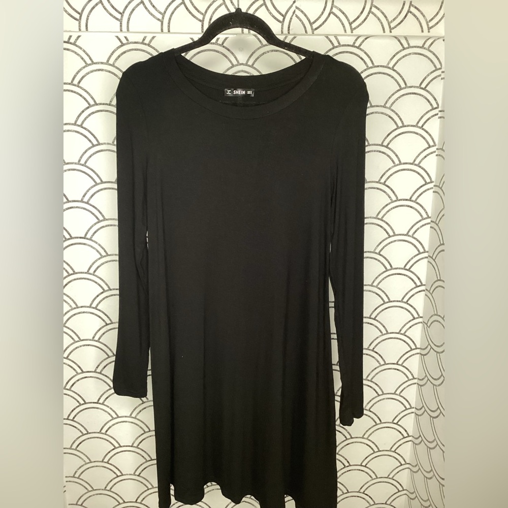 SHEIN Black Long Sleeve T-Shirt Dress – Size Small